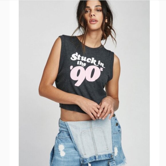 Wildfox Gray Stuck in the '90s Muscle Tank - Small - Picture 1 of 9